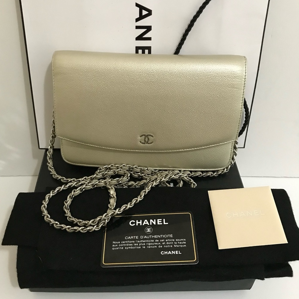 Chanel Wallet On A Chain Sevruga Caviar Leather